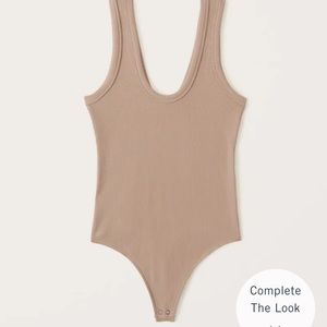 Abercrombie dark tan ribbed scoop neck bodysuit NWT